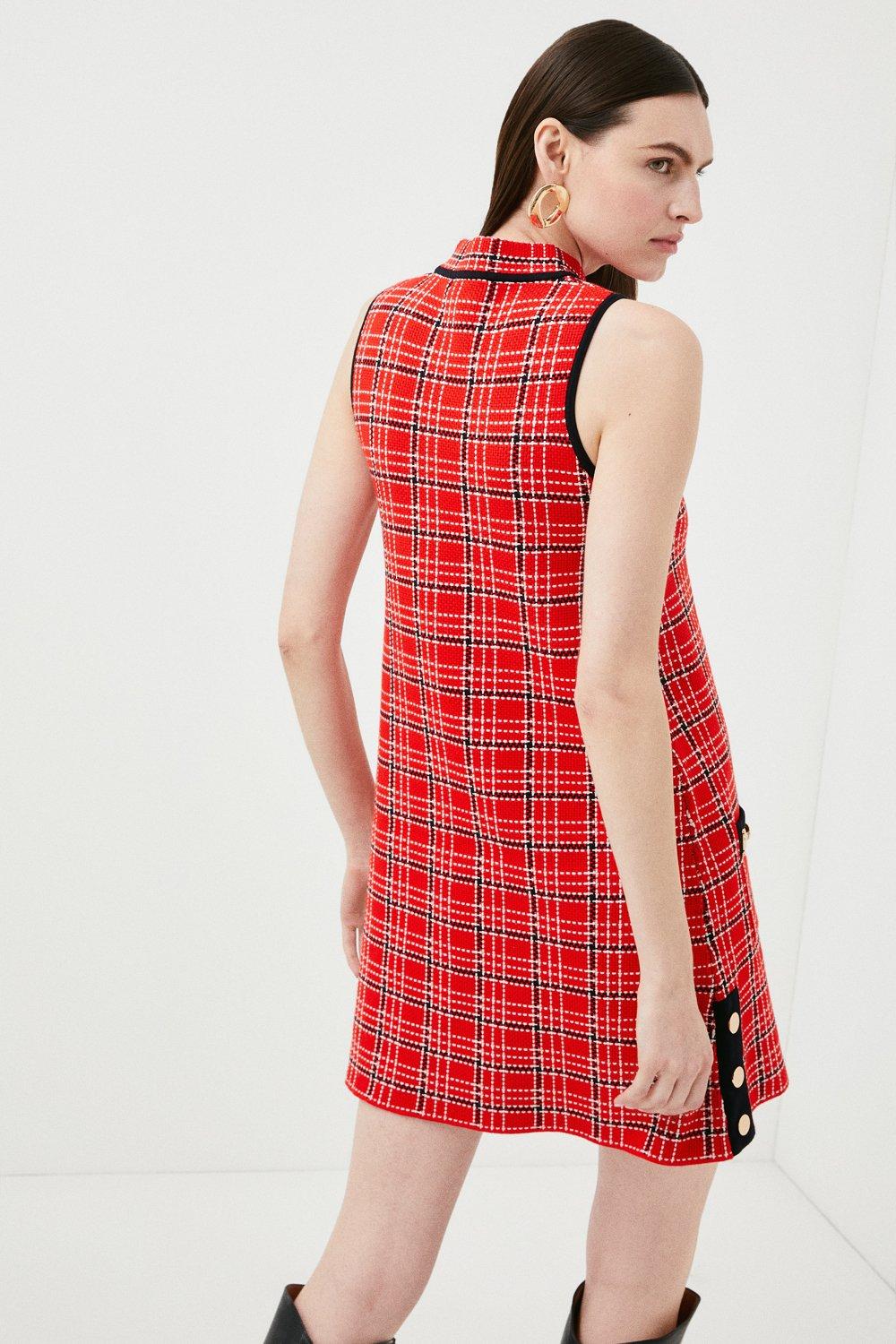 Textured Check Knit Mini Dress | Karen ...